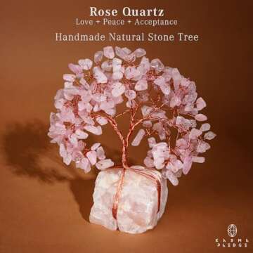 Rose Quartz Crystal Trees for Home Decor, Office Desk Decoration, Chakra Healing Crystals and Stone ...