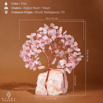 Rose Quartz Crystal Trees for Home Decor, Office Desk Decoration, Chakra Healing Crystals and Stone for Positive Energy, Money, Good Luck, Tree of Life Spiritual Birthday Gifts for Women and Mom