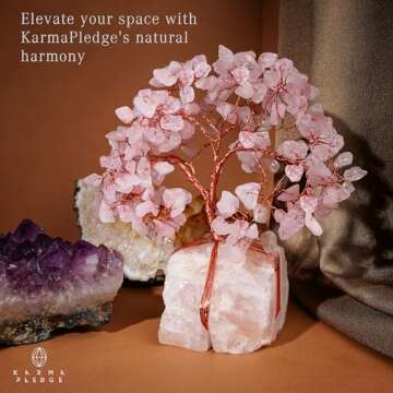 Rose Quartz Crystal Trees for Home Decor, Office Desk Decoration, Chakra Healing Crystals and Stone for Positive Energy, Money, Good Luck, Tree of Life Spiritual Birthday Gifts for Women and Mom
