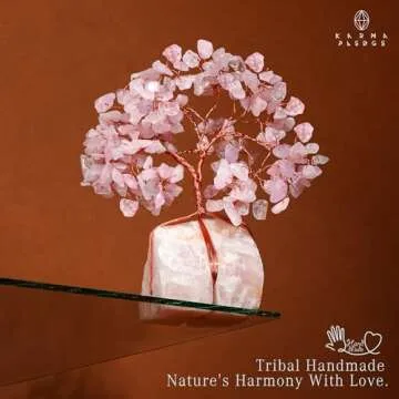 Rose Quartz Crystal Trees for Home Decor, Office Desk Decoration, Chakra Healing Crystals and Stone for Positive Energy, Money, Good Luck, Tree of Life Spiritual Birthday Gifts for Women and Mom
