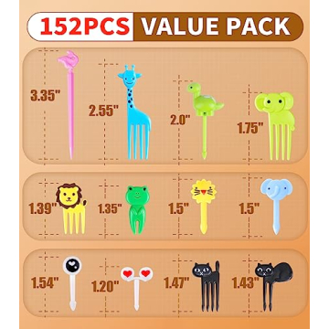 Fun 152PCS Animal Food Picks for Kids Lunch Accessories