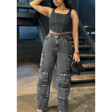 Shop LKOUS Y2K Cargo Jeans for Stylish Comfort