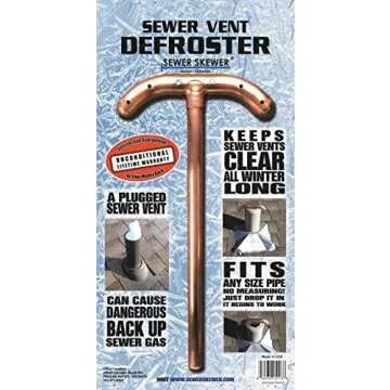 Sewer Skewer Vent Defroster for Sewer Pipes & Roof Vents, Prevents Freezing & Clogging, Copper Tee, Made in USA