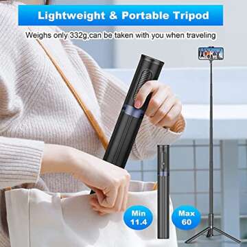 TONEOF Automatic Tripod & Selfie Stick - 60 Inch Portable