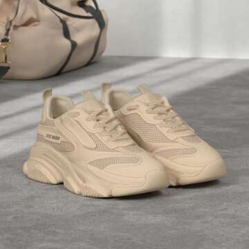 Stylish Steven Madden Women's Possession Sneakers in TAN