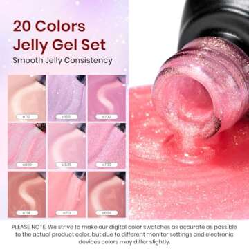 Beetles Jelly Gel Nail Polish Set, 20 Colors Nude Pink Glitter Milky White Brown Neutral with Bowknot Pearl Accessories & Base and Top Gel Matte Top Gel Classic Nude Collection Gifts for Women