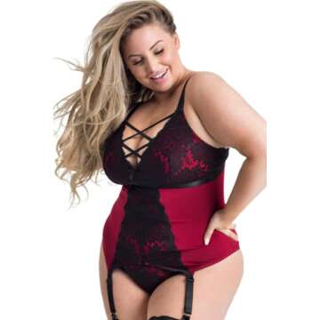 EVELUST Plus Size Lingerie 2 Blackred