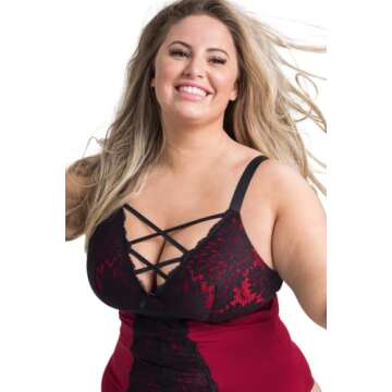 EVELUST Plus Size Lingerie 2 Blackred