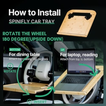 SPINIFLY 2-in-1 Car Steering Wheel Tray for Work & Travel