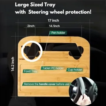 SPINIFLY 2-in-1 Car Steering Wheel Tray for Work & Travel