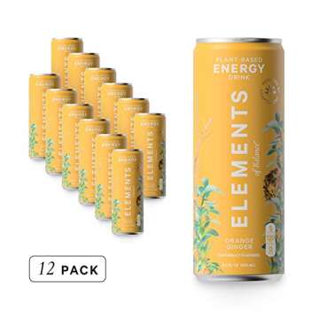 Elements of Balance Natural Energy Adaptogen Drinks | Naturally-Flavored Ginger Orange with Rhodiola + Ginseng | Clean Energy Boost, 0 Sugar, Low Calorie, Plant-Based | 11.5 Fl Oz (12 Pack)