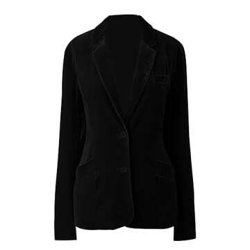 MINTLIMIT Women's Casual Velvet Blazer - Versatile Long Sleeve Velvet Coat