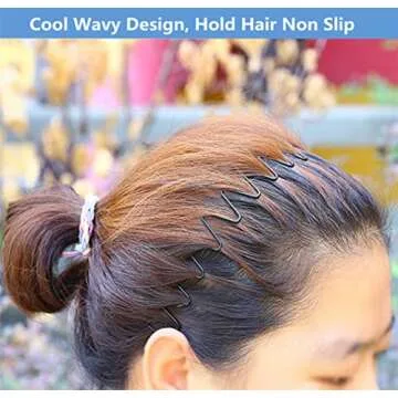 bodbop XINGZHE Metal Hair Band Men Headband Women's Fashion Hair Bands Elastic Stylish Sports Hairband Head Hoop with Non Slip Wavy Teeth, Black