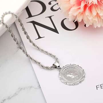 MJartoria Layered Necklaces - Trendy Coin Pendant Set