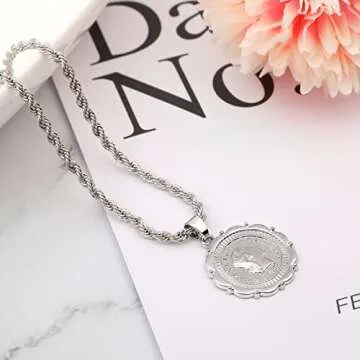 MJartoria Layered Necklaces - Trendy Coin Pendant Set