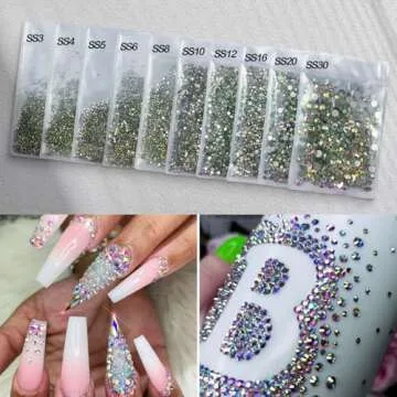 Flatback Glass Crystals Rhinestones for Nails AB Gems Stones Beads Nail Art Rhinestones for Decoration Accessories Crafts Eye Makeup Clothes Shoes (SS5)