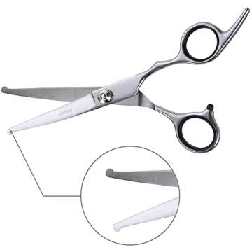 Chibuy Curved dog grooming scissors with Round Tips, Pet Shear for Cats, 4CR Stainless Steel Bending...