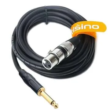Tisino Female XLR to 1/4 (6.35mm) TS Mono Jack Unbalanced Microphone Cable Mic Cord for Dynamic Microphone - 6.6 FT/2 Meters