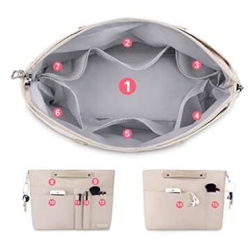 HyFanStr Handbag Organizer Insert with 15 Pockets