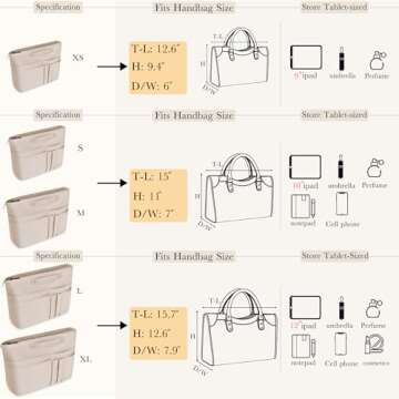 HyFanStr Handbag Organizer Insert with 15 Pockets