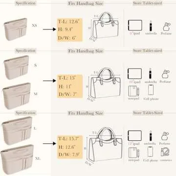 HyFanStr Handbag Organizer Insert with 15 Pockets