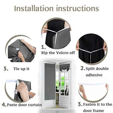 Flamingo P Thermal Insulated Door Curtain, French Door Blinds, Door Curtains for Door Window, Room D...