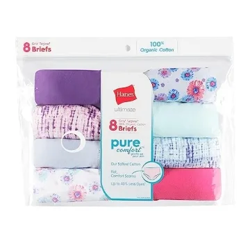 Hanes Girls' Pure Comfort Organic Cotton Underwear 8-Pack