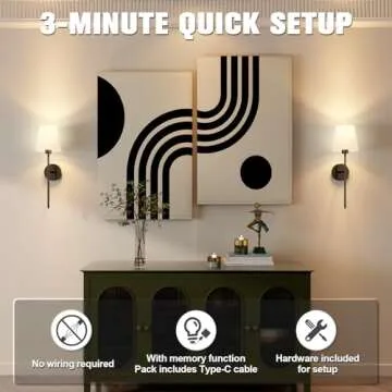 JOFIOS Wall Lights Battery Operated Wall Sconces Set of 2,Black Wireless Wall Sconces with Remote,9 Colors Modes Rechargeable Wall lamp for Bedroom Living Room