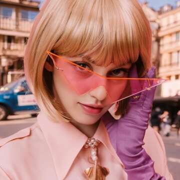 willochra Triangle One Piece Frameless Sunglasses For Women Trendy Ocean Lens Sun Glasses Men Party Prom Sunglasses (black)