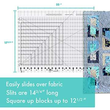 Creative Grids Stripology XL Slotted Quilting Ruler - CGRGE1XL – Made in USA, 17-3/4in x 22in, Non-Slip Grip Extra Large Acrylic Fabric Strip Cutting, Sewing, Crafting, Patchwork Ruler & Template