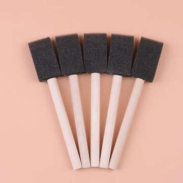 Artlicious Foam Brush Set - Pack of 50 Disposable, 1-inch Sponge Paint Brushes for Acrylic Painting, Staining, Varnishes & DIY Craft Projects - Art Supplies