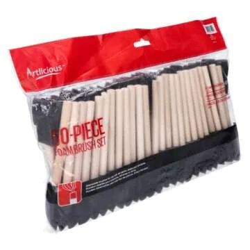 Artlicious Foam Brush Set - Pack of 50 Disposable, 1-inch Sponge Paint Brushes for Acrylic Painting, Staining, Varnishes & DIY Craft Projects - Art Supplies