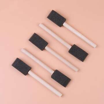 Artlicious Foam Brush Set - Pack of 50 Disposable, 1-inch Sponge Paint Brushes for Acrylic Painting, Staining, Varnishes & DIY Craft Projects - Art Supplies