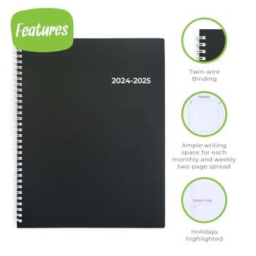 WallDeca 2024-2025 Academic Weekly Planner - Weekly & Monthly Planner, Jul 2024 - Dec 2025, Flexible...