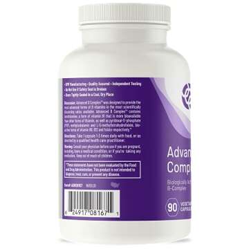 AOR, Advanced B Complex, Multivitamin Support for Energy, Stress and Metabolism, Dietary Supplement,...