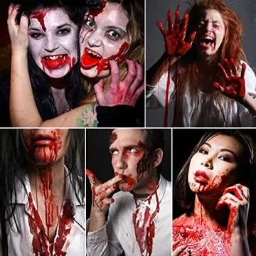 Halloween Fake Blood Makeup Kit - Edible Fake Blood Gel 1.06oz + Fake Blood Spray 1.76oz + Coagulated Blood 1.06oz, Realistic Washable Special Effects SFX Makeup Set for Zombie Vampire Monster Cosplay