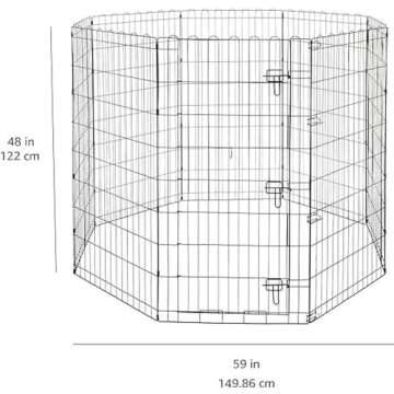 Amazon Basics Foldable Octagonal Metal Pet Playpen, Exercise Pen for Dogs, Portable, Single Door, Black, 60 x 60 x 48 Inches