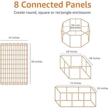 Amazon Basics Foldable Octagonal Metal Pet Playpen, Exercise Pen for Dogs, Portable, Single Door, Black, 60 x 60 x 48 Inches