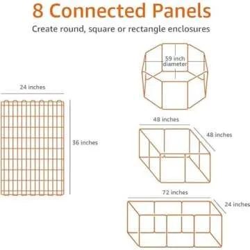 Amazon Basics Foldable Octagonal Metal Pet Playpen, Exercise Pen for Dogs, Portable, Single Door, Black, 60 x 60 x 48 Inches