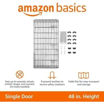 Amazon Basics Foldable Octagonal Metal Pet Playpen, Exercise Pen for Dogs, Portable, Single Door, Black, 60 x 60 x 48 Inches