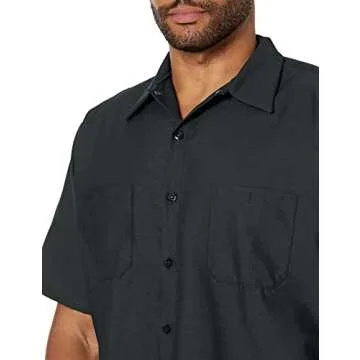 Red Kap Men's Standard Industrial Work Shirt, Regular Fit, Short Sleeve, Charcoal, 2X-Large