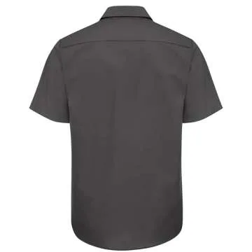 Red Kap Men's Standard Industrial Work Shirt, Regular Fit, Short Sleeve, Charcoal, 2X-Large