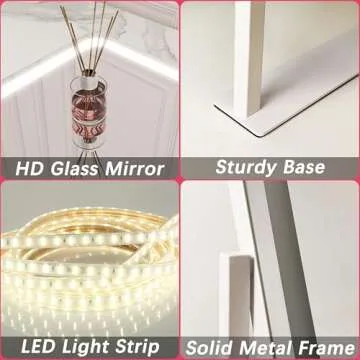 ROLOVE LED Makeup Mirror with 3 Modes of Light