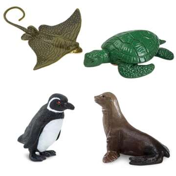 Safari Ltd. Endangered Marine Species TOOB - Figures of Whales, Marine Iguana, Galapagos Penguin, Sea Lion, Spotted Eagle Ray, Sawfish, Hammerhead and Turtles - Toys for Boys, Girls & Kids Ages 3+