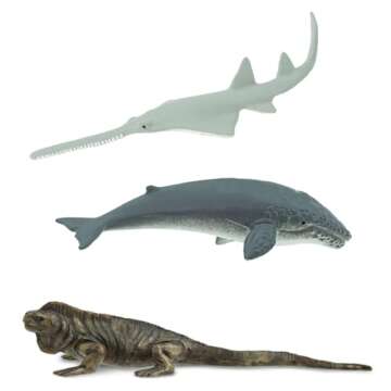 Safari Ltd. Endangered Marine Species TOOB - Figures of Whales, Marine Iguana, Galapagos Penguin, Sea Lion, Spotted Eagle Ray, Sawfish, Hammerhead and Turtles - Toys for Boys, Girls & Kids Ages 3+
