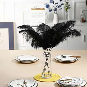 Ballinger 28 Inch Black Ostrich Feathers Making Kit - 10 Pieces for Floral Arrangements and Decor