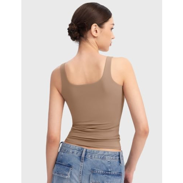 PUMIEY Women's Square Neck Sleeveless Summer Tank Top