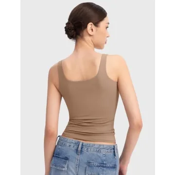 PUMIEY Women's Square Neck Sleeveless Summer Tank Top