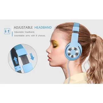 AUSDOM HiFi Over-Ear Headphones with Mic in Blue