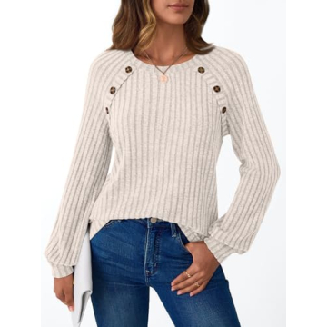 AUTOMET Women's Long Sleeve Top - Fashionable & Versatile Sweater for All Seasons